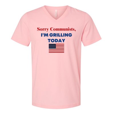 Sorry Communists Funny Grilling Day Design V-Neck T-Shirt