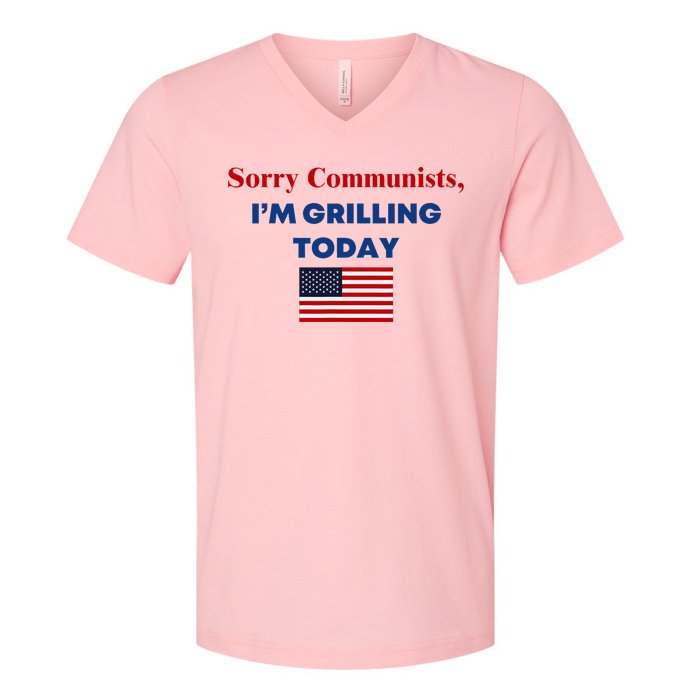 Sorry Communists Funny Grilling Day Design V-Neck T-Shirt