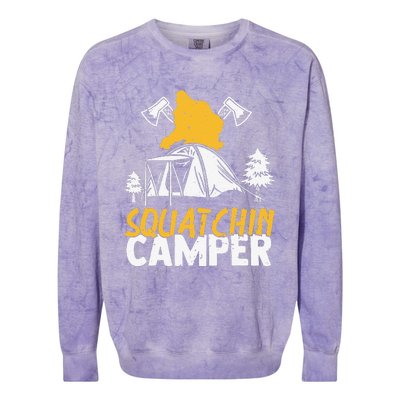 Squatchin Camper Funny Bigfoot Lover Halloween Camping Fan Colorblast Crewneck Sweatshirt