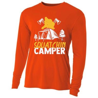 Squatchin Camper Funny Bigfoot Lover Halloween Camping Fan Cooling Performance Long Sleeve Crew