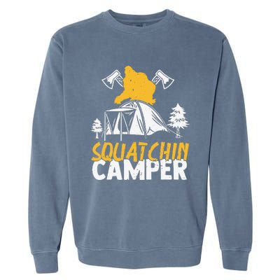 Squatchin Camper Funny Bigfoot Lover Halloween Camping Fan Garment-Dyed Sweatshirt