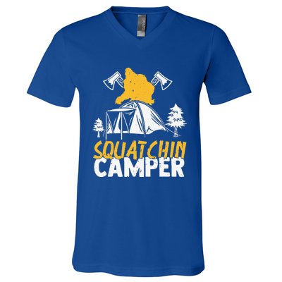 Squatchin Camper Funny Bigfoot Lover Halloween Camping Fan V-Neck T-Shirt