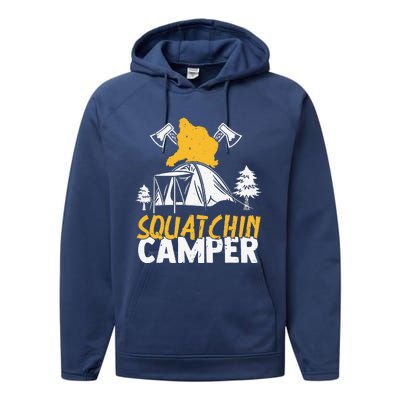 Squatchin Camper Funny Bigfoot Lover Halloween Camping Fan Performance Fleece Hoodie