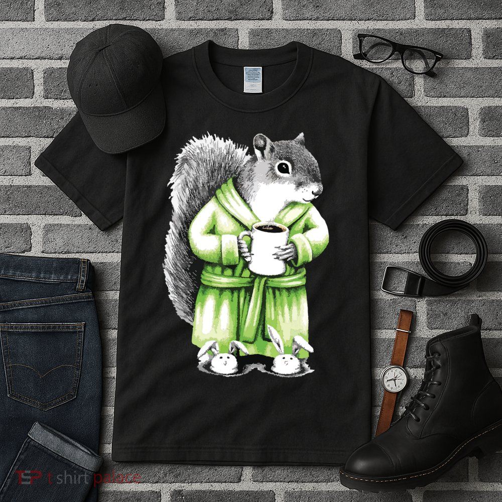 Squirrel Coffee Funny Coffee Drinking Squirrel Tall T-Shirt