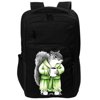 Squirrel Coffee Funny Coffee Drinking Squirrel Impact Tech Backpack