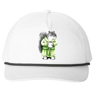 Squirrel Coffee Funny Coffee Drinking Squirrel Snapback Five-Panel Rope Hat