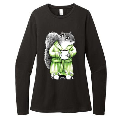 Squirrel Coffee Funny Coffee Drinking Squirrel Womens CVC Long Sleeve Shirt