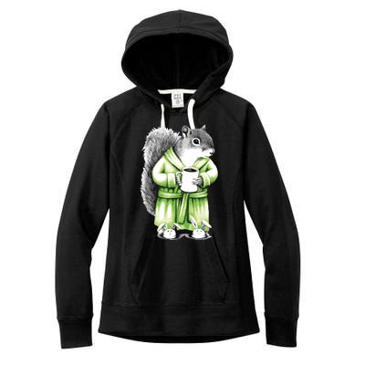 Squirrel Coffee Funny Coffee Drinking Squirrel Women's Fleece Hoodie