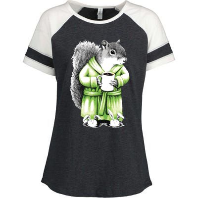 Squirrel Coffee Funny Coffee Drinking Squirrel Enza Ladies Jersey Colorblock Tee