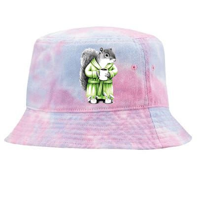 Squirrel Coffee Funny Coffee Drinking Squirrel Tie-Dyed Bucket Hat