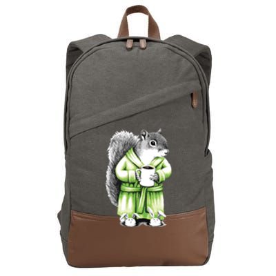 Squirrel Coffee Funny Coffee Drinking Squirrel Cotton Canvas Backpack