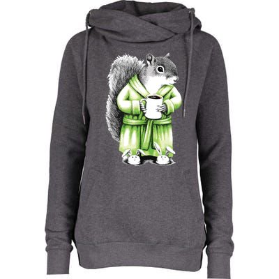 Squirrel Coffee Funny Coffee Drinking Squirrel Womens Funnel Neck Pullover Hood