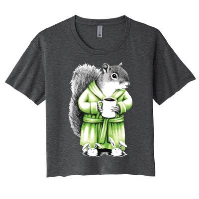 Squirrel Coffee Funny Coffee Drinking Squirrel Women's Crop Top Tee