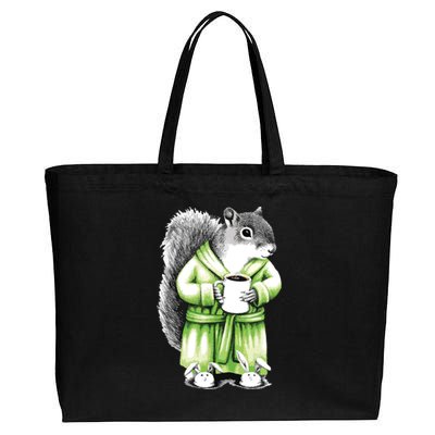 Squirrel Coffee Funny Coffee Drinking Squirrel Cotton Canvas Jumbo Tote