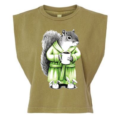 Squirrel Coffee Funny Coffee Drinking Squirrel Garment-Dyed Women's Muscle Tee