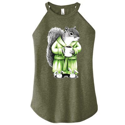 Squirrel Coffee Funny Coffee Drinking Squirrel Women's Perfect Tri Rocker Tank