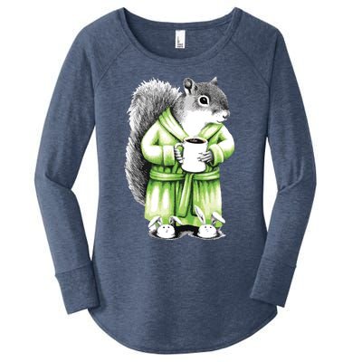 Squirrel Coffee Funny Coffee Drinking Squirrel Women's Perfect Tri Tunic Long Sleeve Shirt