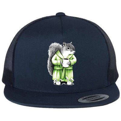 Squirrel Coffee Funny Coffee Drinking Squirrel Flat Bill Trucker Hat