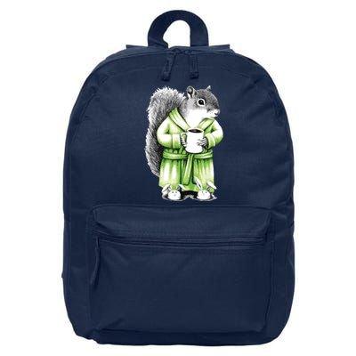 Squirrel Coffee Funny Coffee Drinking Squirrel 16 in Basic Backpack