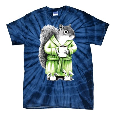 Squirrel Coffee Funny Coffee Drinking Squirrel Tie-Dye T-Shirt