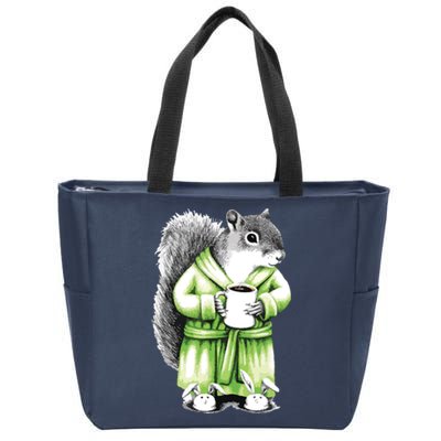 Squirrel Coffee Funny Coffee Drinking Squirrel Zip Tote Bag