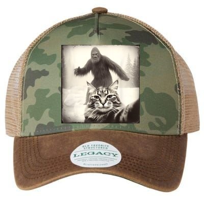 Selfie Cat Finds Bigfoot Sasquatch Funny Cat Bigfoot Photo Legacy Tie Dye Trucker Hat