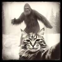 Selfie Cat Finds Bigfoot Sasquatch Funny Cat Bigfoot Photo Cooling Performance Crew T-Shirt