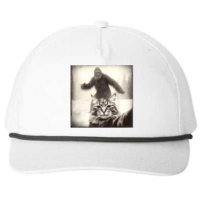 Selfie Cat Finds Bigfoot Sasquatch Funny Cat Bigfoot Photo Snapback Five-Panel Rope Hat