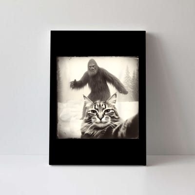 Selfie Cat Finds Bigfoot Sasquatch Funny Cat Bigfoot Photo Canvas