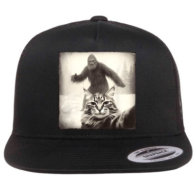 Selfie Cat Finds Bigfoot Sasquatch Funny Cat Bigfoot Photo Flatbill Hat