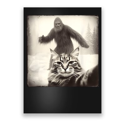 Selfie Cat Finds Bigfoot Sasquatch Funny Cat Bigfoot Photo Poster