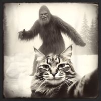 Selfie Cat Finds Bigfoot Sasquatch Funny Cat Bigfoot Photo 25L Jumbo Tote