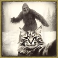 Selfie Cat Finds Bigfoot Sasquatch Funny Cat Bigfoot Photo Garment-Dyed Women's Muscle Tee