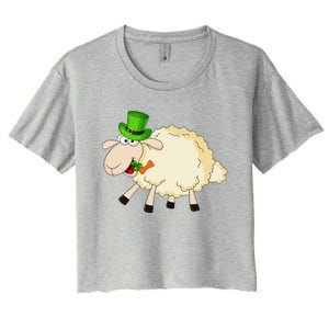 Sheep Celebrate Festival Of St. Patrick Green Gift Women's Crop Top Tee