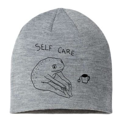 Self Care Frog Drinking Tea Sustainable Beanie