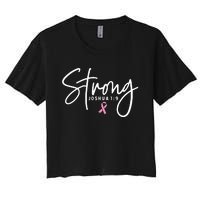 Strong Christian Faith Breast Cancer Survivor Awareness Month Women's Crop Top Tee