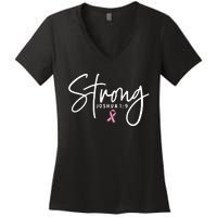 Strong Christian Faith Breast Cancer Survivor Awareness Month Women's V-Neck T-Shirt