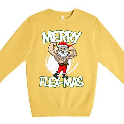 Santa Claus Flexing Merry Flex Mas Beard Funny Saying Design Premium Crewneck Sweatshirt