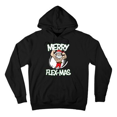 Santa Claus Flexing Merry Flex Mas Beard Funny Saying Design Hoodie