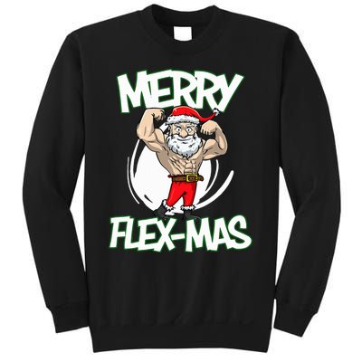 Santa Claus Flexing Merry Flex Mas Beard Funny Saying Design Sweatshirt