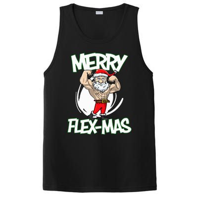 Santa Claus Flexing Merry Flex Mas Beard Funny Saying Design PosiCharge Competitor Tank