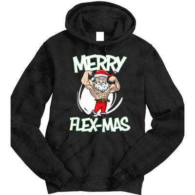 Santa Claus Flexing Merry Flex Mas Beard Funny Saying Design Tie Dye Hoodie