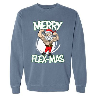 Santa Claus Flexing Merry Flex Mas Beard Funny Saying Design Garment-Dyed Sweatshirt