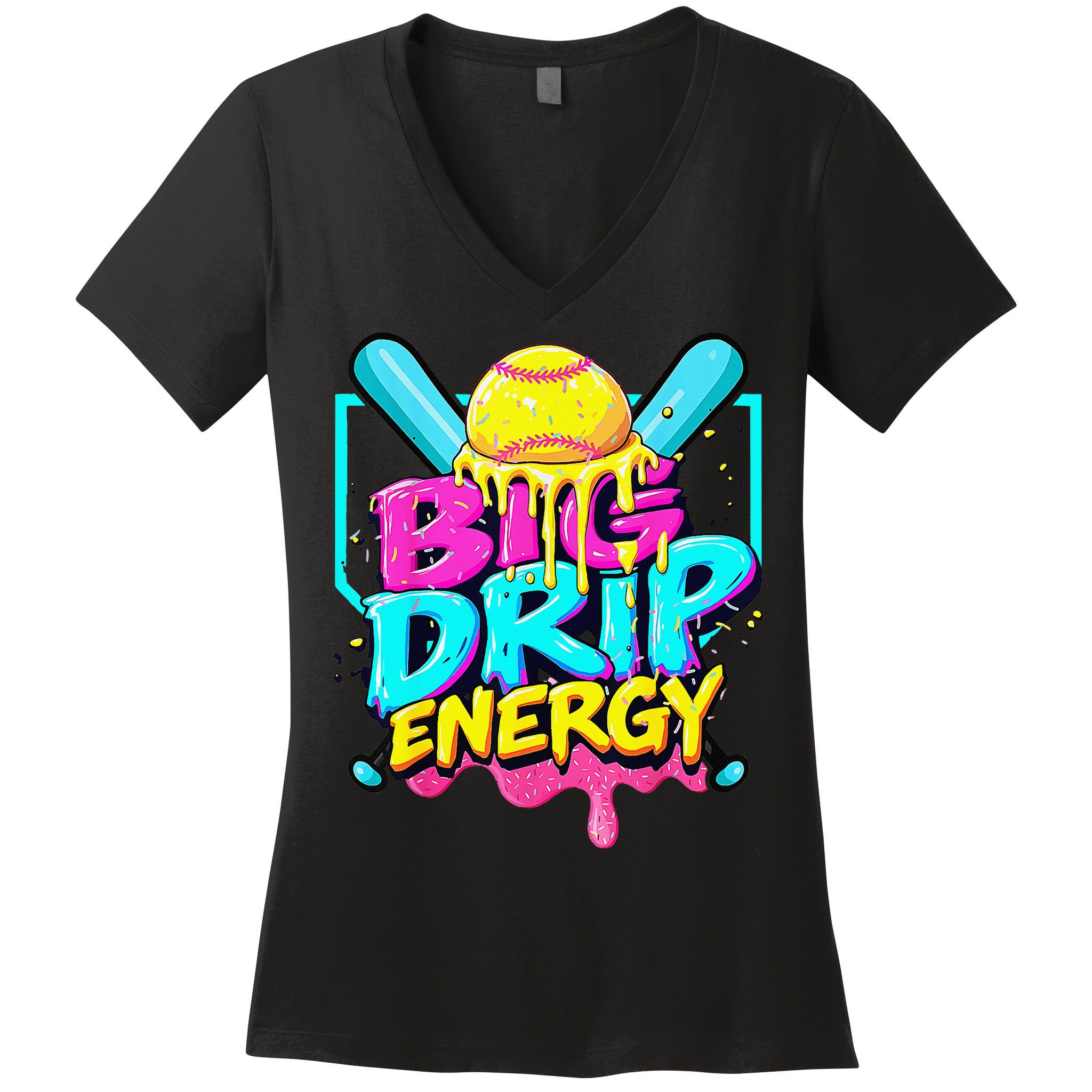 Softball Cute For Ice Cream Cute Softball Gift Women's V-Neck T-Shirt