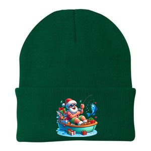 Santa Claus Fishing Christmas In July Beach River Summer Knit Cap Winter Beanie