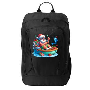 Santa Claus Fishing Christmas In July Beach River Summer City Backpack