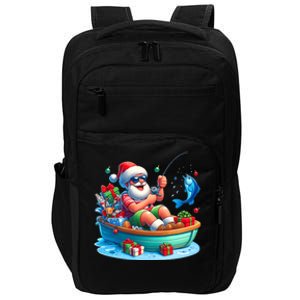 Santa Claus Fishing Christmas In July Beach River Summer Impact Tech Backpack