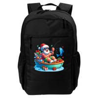 Santa Claus Fishing Christmas In July Beach River Summer Daily Commute Backpack