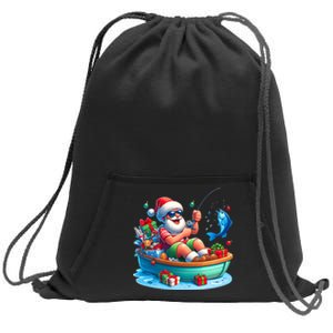 Santa Claus Fishing Christmas In July Beach River Summer Sweatshirt Cinch Pack Bag