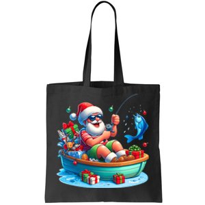 Santa Claus Fishing Christmas In July Beach River Summer Tote Bag